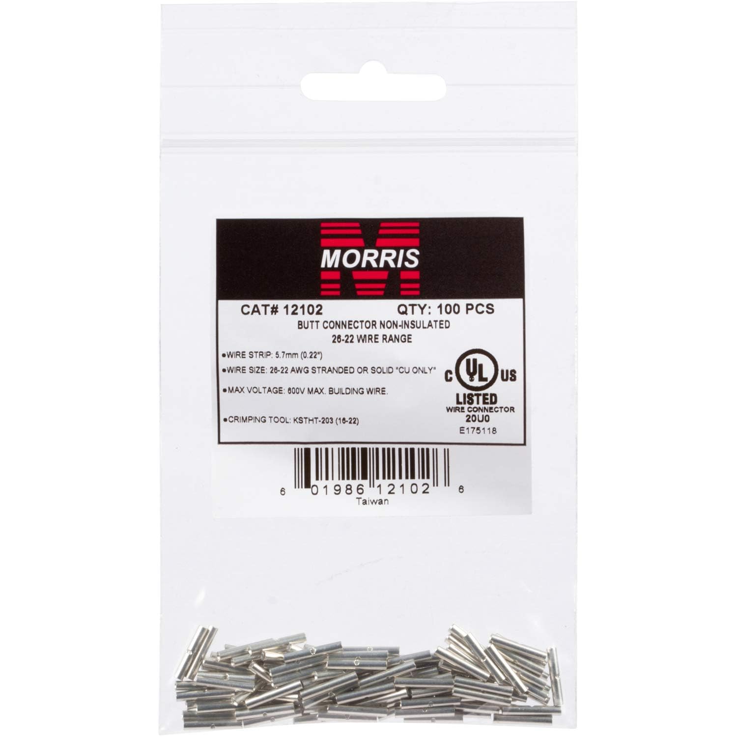 Morris Products 12114 Non-Insulated Butt Splice Connectors 4, 100-Pack - Image 5
